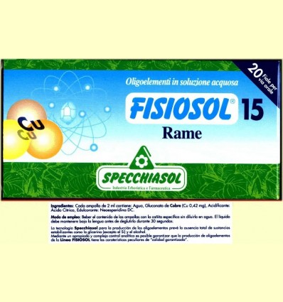 Fisiosol 15 Coure - Rame - Specchiasol - 20 ampolles