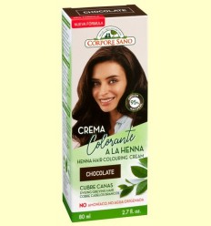 Crema Colorant Cobreix Canas Henna Xocolata - Corpore Sano - 80 ml