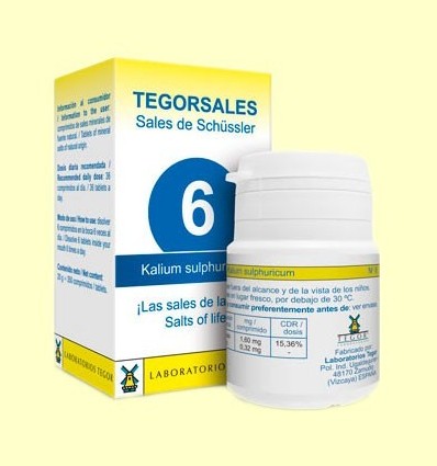 Tegorsal Nº 6 Kalium Sulphuricum - Sulfat de potassi - Laboratorios Tegor - 350 comprimits