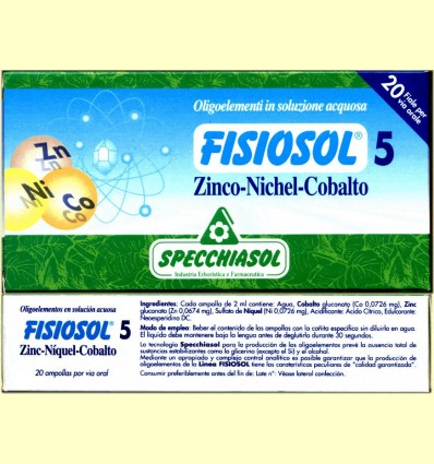 Fisiosol 5 Zinc Níquel Cobalt - Specchiasol - 20 ampolles