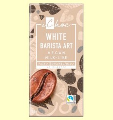 White Barista Art - Xocolata Vegà Blanc amb Cruixent de Cafè Espresso Bio - iChoc - 80 grams