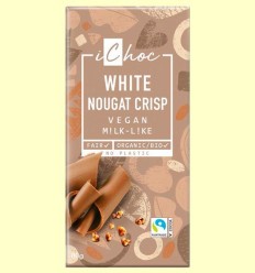 White Nougat Crisp - Xocolata Blanca Vegana amb Praliné i Crocant d'Avellana Bio - iChoc - 80 grams