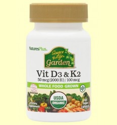 Garden Vitamina D3 & Vitamina K2 - Natures Plus - 60 càpsules