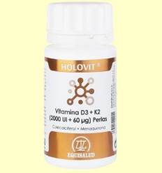 Holovit Vitamina D3 2000 UI + K2 60 μg - Equisalud - 60 perles